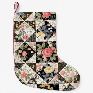 nahtloses Patchwork mit Blume Kleiner Weihnachtsstrumpf