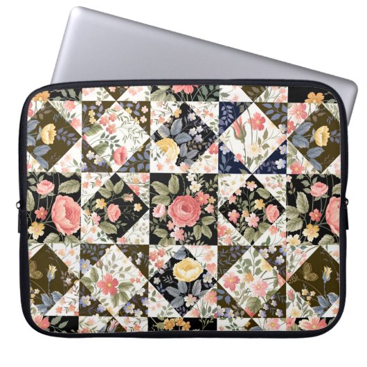 nahtloses Patchwork mit Blume Laptopschutzhülle (Vorderseite)