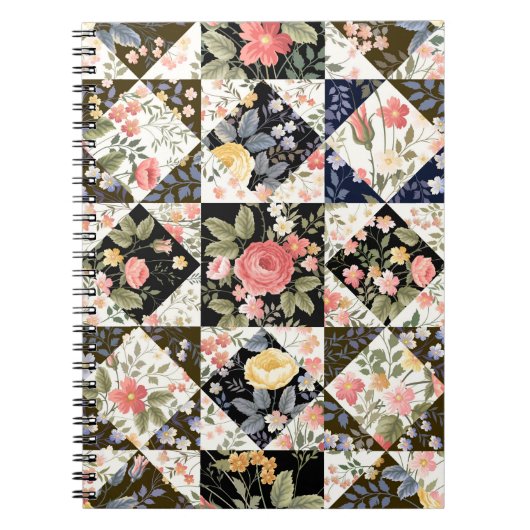 nahtloses Patchwork mit Blume Notizblock (Vorderseite)