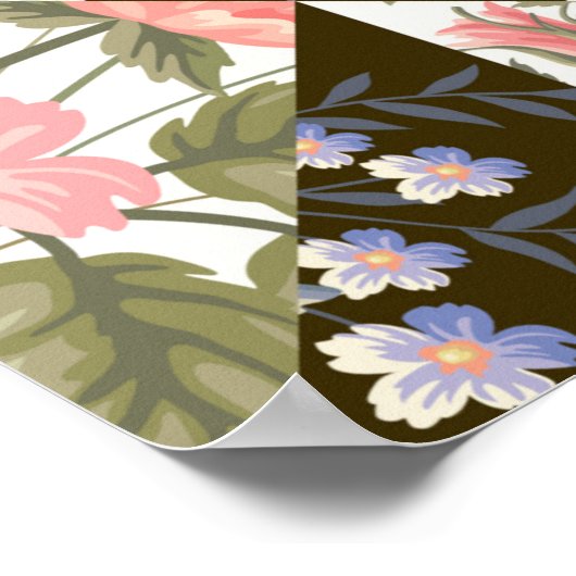nahtloses Patchwork mit Blume Poster (Ecke)