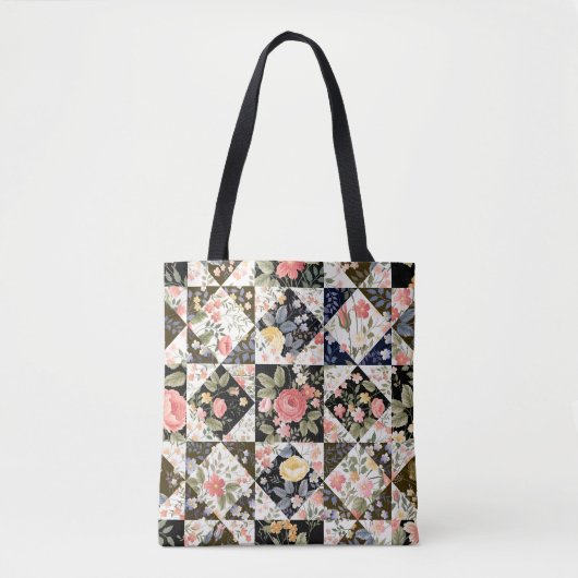 nahtloses Patchwork mit Blume Tasche (Vorderseite)