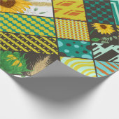 Nahtloses Patchwork mit Getreide, Sonnenblumen Geschenkpapier (Ecke)