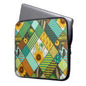 Nahtloses Patchwork mit Getreide, Sonnenblumen Laptopschutzhülle (Vorderseite Links)