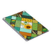 Nahtloses Patchwork mit Getreide, Sonnenblumen Notizblock (Rechte Seite)