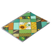 Nahtloses Patchwork mit Getreide, Sonnenblumen Notizblock (Linke Seite)