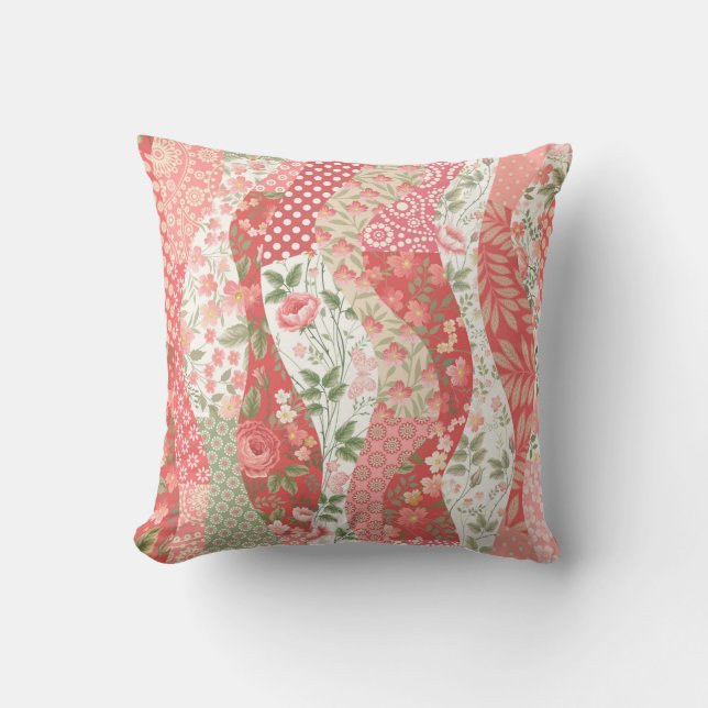 nahtloses Patchwork mit Rose Kissen (Vorderseite)