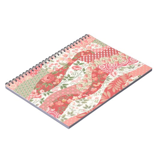 nahtloses Patchwork mit Rose Notizblock (Linke Seite)