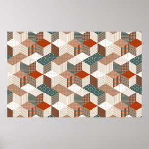 Nahtloses Patchwork mit Sternen. Vintag Poster