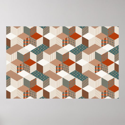 Nahtloses Patchwork mit Sternen. Vintag Poster (Vorne)