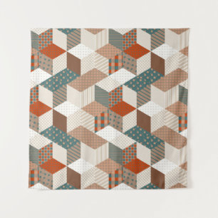 Nahtloses Patchwork mit Sternen. Vintag Wandteppich