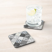 Nahtloses Patchwork Monochrom Schwarz-Weiß-Pflaste Getränkeuntersetzer (Rechte Seite)