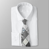 Nahtloses Patchwork Monochrom Schwarz-Weiß-Pflaste Krawatte (Gebunden)