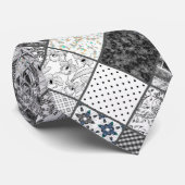 Nahtloses Patchwork Monochrom Schwarz-Weiß-Pflaste Krawatte (Gerollt)