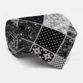 Nahtloses Patchwork Monochrom Schwarz-Weiß-Pflaste Krawatte (Gerollt)
