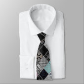 Nahtloses Patchwork Monochrom Schwarz-Weiß-Pflaste Krawatte (Gebunden)
