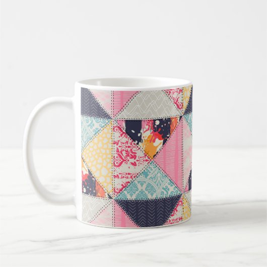Nahtloses Patchwork-Stilmuster Kaffeetasse (Links)