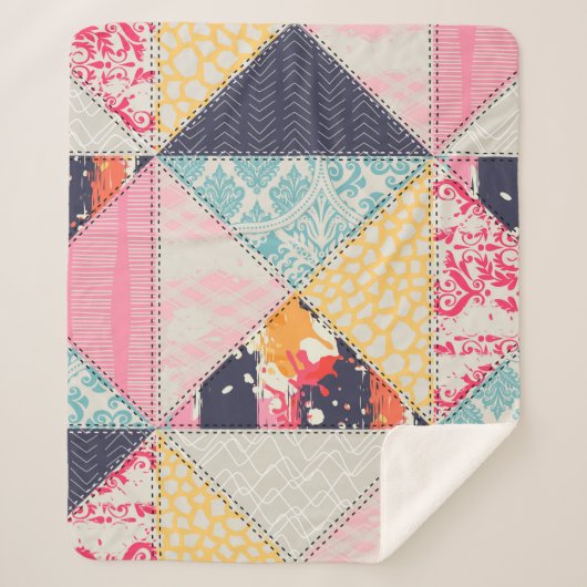 Nahtloses Patchwork-Stilmuster Sherpadecke (Vorderseite)