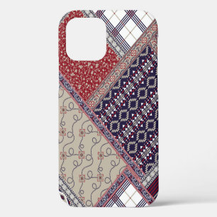Nahtloses Patchworkmuster auf navy Patchwork, abst iPhone 12 Hülle