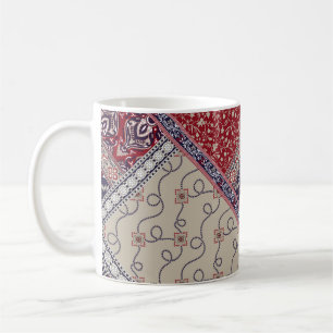 Nahtloses Patchworkmuster auf navy Patchwork, abst Kaffeetasse