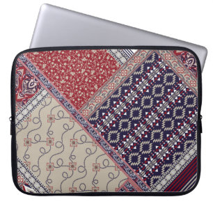 Nahtloses Patchworkmuster auf navy Patchwork, abst Laptopschutzhülle