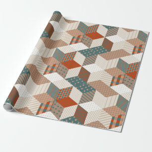 Nahtloses Patchworkmuster mit Sternen. Vintage-Hin Geschenkpapier