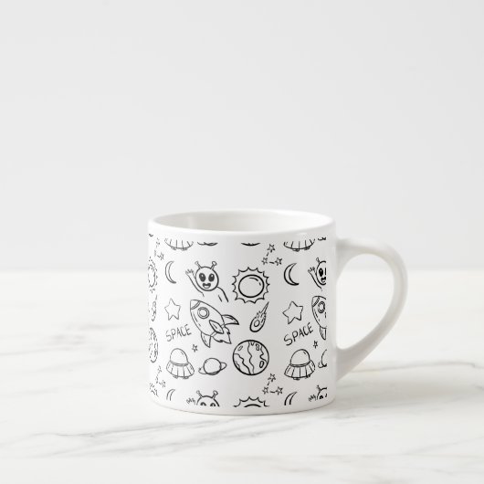 Nahtloses Raumdoodmuster Espressotasse (Rechts)