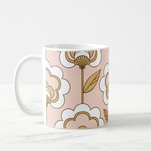 Nahtloses Retro-Blumenmuster Kaffeetasse (Links)