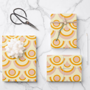 Nahtloses Retro-Muster mit abgerundeten Quadraten, Geschenkpapier Set
