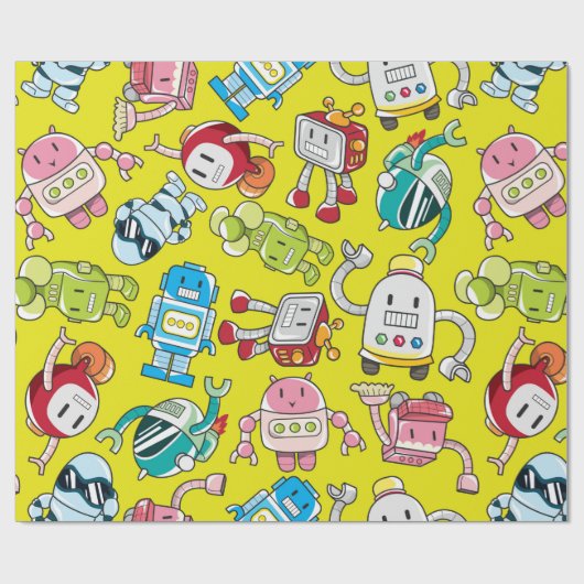 nahtloses Robotermuster Geschenkpapier (Flach)