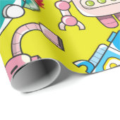 nahtloses Robotermuster Geschenkpapier (Rolleneckpunkt)