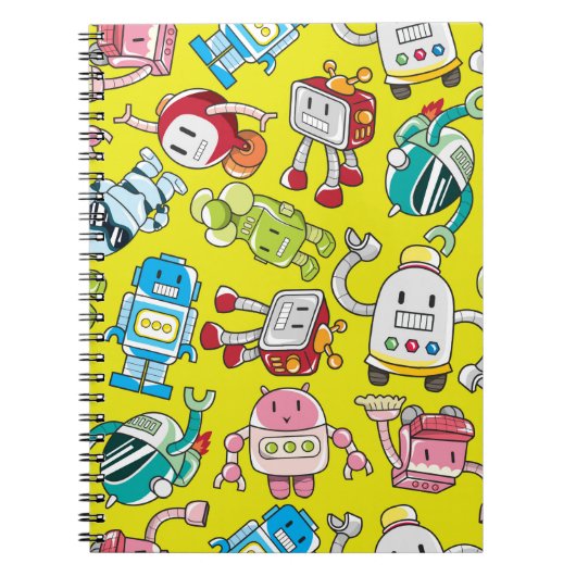 nahtloses Robotermuster Notizblock (Vorderseite)