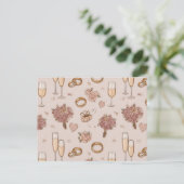 Nahtloses romantisches Hochzeitmuster Postkarte (Stehend Vorderseite)