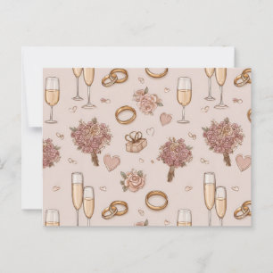 Nahtloses romantisches Hochzeitmuster Postkarte