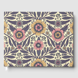 Nahtloses rosa und blaues Blumenmuster Gästebuch