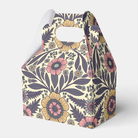 Nahtloses rosa und blaues Blumenmuster Geschenkschachtel (Vorderseite)