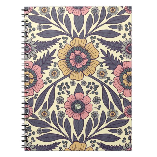 Nahtloses rosa und blaues Blumenmuster Notizblock (Vorderseite)