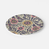 Nahtloses rosa und blaues Blumenmuster Pappteller (Schrägansicht)