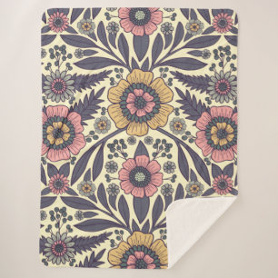 Nahtloses rosa und blaues Blumenmuster Sherpadecke