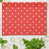 Nahtloses rotes Hintergrund-Polka-Dot-Muster Geschirrtuch (Gefaltet)
