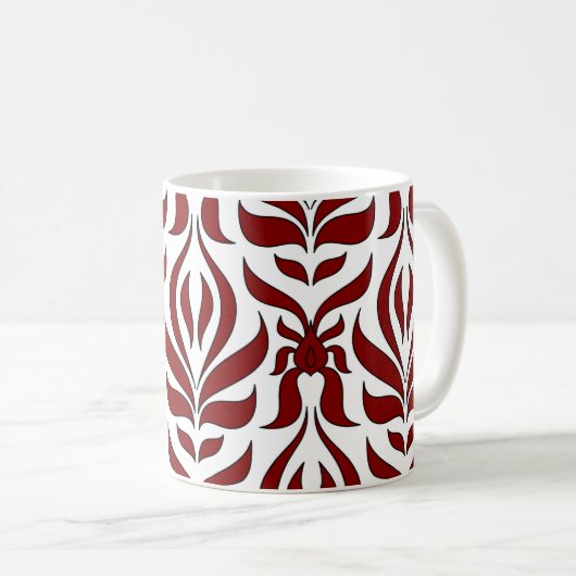 Nahtloses rotes und weißes Muster Kaffeetasse (VorderseiteRechts)