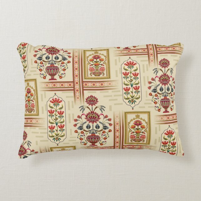 Nahtloses schönes Mughal-Blume-Motiv mit Pattern Dekokissen (Vorderseite)