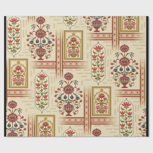 Nahtloses schönes Mughal-Blume-Motiv mit Pattern Geschenkpapier (Flach)