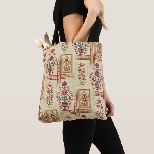 Nahtloses schönes Mughal-Blume-Motiv mit Pattern Tasche (Von Nahem)