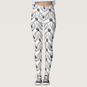Nahtloses Schwarz-Weiß-Muster Leggings