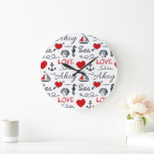 Nahtloses Seemuster Große Wanduhr (Zuhause)