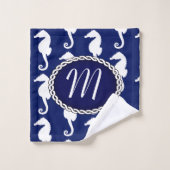 Nahtloses Seepferd Muster Badhandtuch Set (Waschlappen)