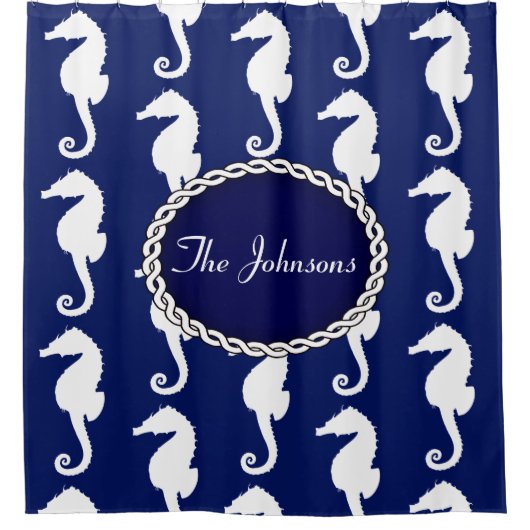 Nahtloses Seepferd Muster Duschvorhang (Vorderseite)
