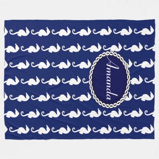 Nahtloses Seepferd Muster Fleecedecke (Vorderseite (Horizontal))