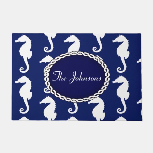 Nahtloses Seepferd Muster Fußmatte (Vorderseite)