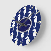 Nahtloses Seepferd Muster Runde Wanduhr (Winkel)